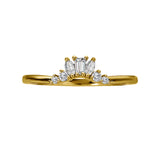 14ky Gold Marquise, Baguette, & Round Diamond Contour Band