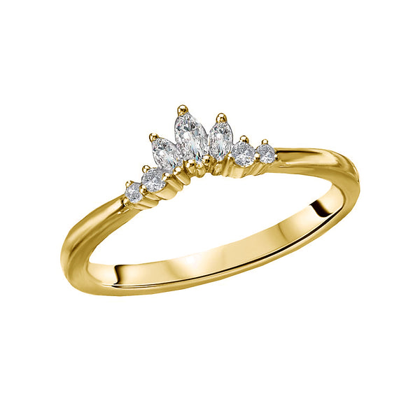 14ky Gold Marquise & Round Diamond Contour Band