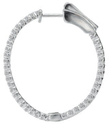 14k Whtie Gold 1ctw In & Out Diamond Hoops