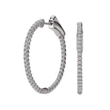 14k Whtie Gold 1ctw In & Out Diamond Hoops