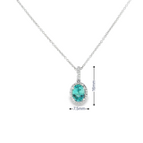 14k White Gold Oval Blue Zircon and Diamond Pendant