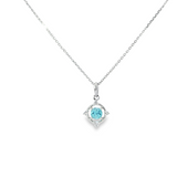 14k White Gold Blue Topaz and Diamond Compass-Inspired Pendant