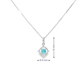 14k White Gold Blue Topaz and Diamond Compass-Inspired Pendant