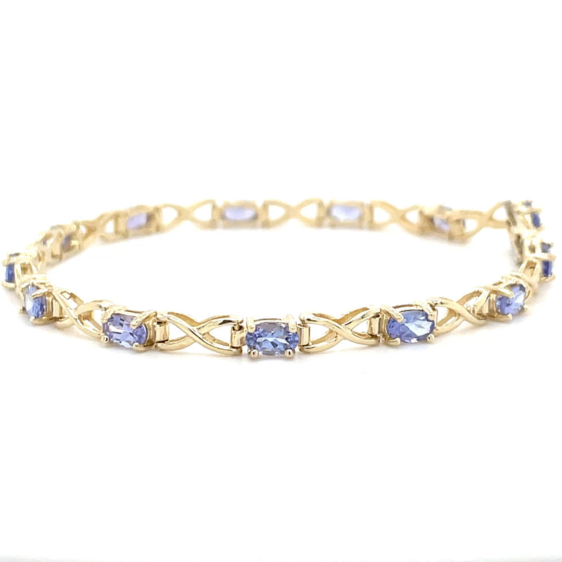 Estate 14K Yellow Gold Tanzanite Link Bracelet – 3.25ctw