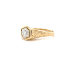 Estate 14K Yellow Gold Vintage-Inspired Filigree Ring with Diamond Accent