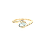 10ky Gold Bypass Diamond Accented Aquamarine Ring