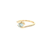 10ky Gold Bypass Diamond Accented Aquamarine Ring