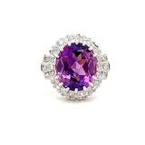 ESTATE 14K Yellow gold FASHION RING WITH ELEGANT PURPLE SYNTHETIC SAPPHIRE