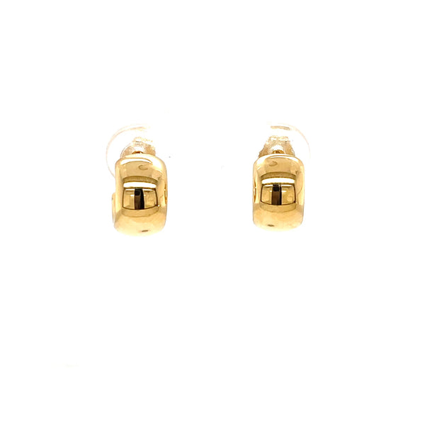 14K Yellow Gold Plain Band Huggie Hoop Earrings