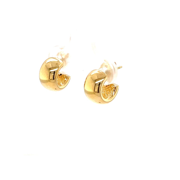 14K Yellow Gold Plain Band Huggie Hoop Earrings