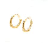 14K Yellow Gold Small Round Bamboo Hoops