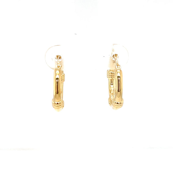 14K Yellow Gold Small Round Bamboo Hoops