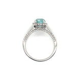 ESTATE 14KW Gold Blue Zircon Halo Style Ring with Diamond Accents