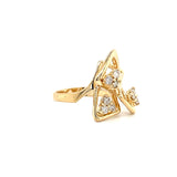 Estate 14k Yellow Gold Trillion Diamond Cluster Ring: Geometric Elegance