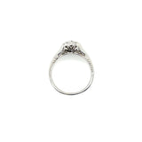 Estate 18K White Gold Antique Filigree Diamond Ring with Intricate Details