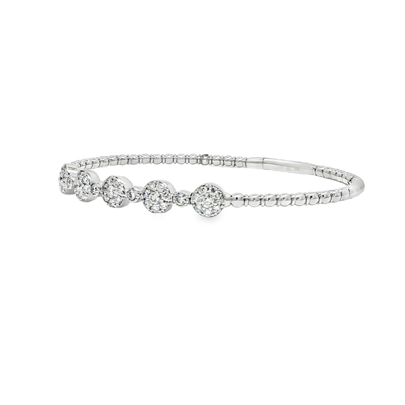 14k White Gold Flexible Diamond Bangle