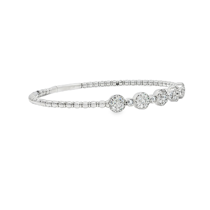 14k White Gold Flexible Diamond Bangle