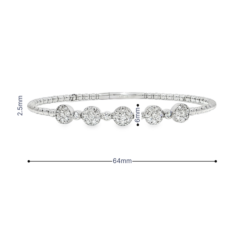 14k White Gold Flexible Diamond Bangle