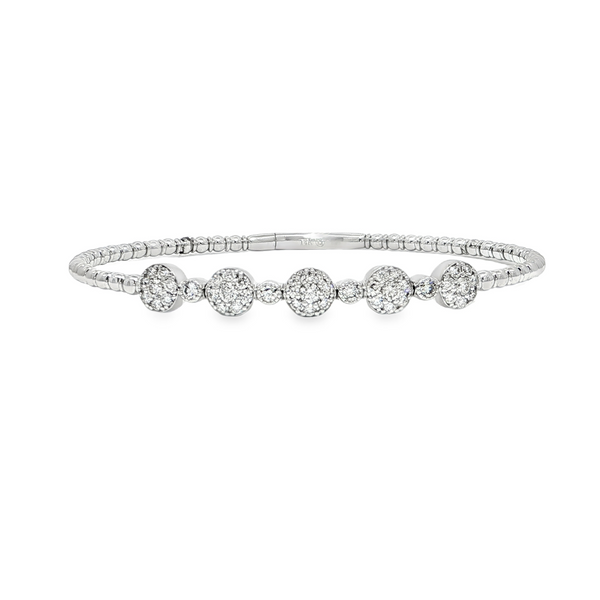 14k White Gold Flexible Diamond Bangle