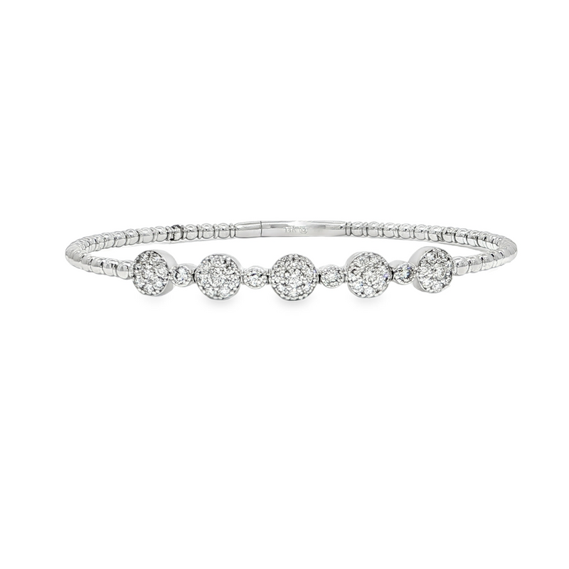 14k White Gold Flexible Diamond Bangle
