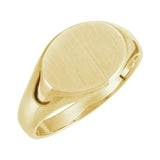 Bold 10K Yellow Gold Horizontal Oval Signet Ring – Brushed Finish & Engravable
