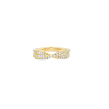14k Yellow Gold Crossed Diamond Band