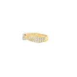 14k Yellow Gold Crossed Diamond Band