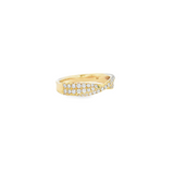14k Yellow Gold Crossed Diamond Band