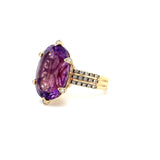 Estate 14k Yellow Gold Amethyst and Café Diamond Ring