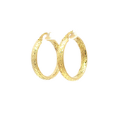 14K Yellow Gold Diamond Cut Hoop Earrings