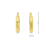 14K Yellow Gold Diamond Cut Hoop Earrings