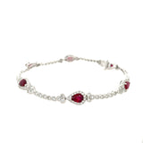 14K White Gold Pear Ruby and Diamond Vintage-Inspired Bracelet – 7 Inch