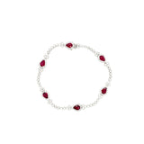 14K White Gold Pear Ruby and Diamond Vintage-Inspired Bracelet – 7 Inch