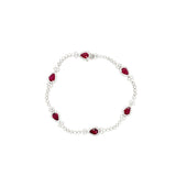 14K White Gold Pear Ruby and Diamond Vintage-Inspired Bracelet – 7 Inch