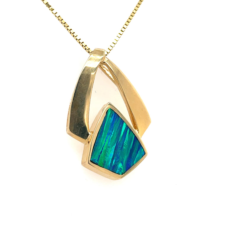 Estate 14K Inlay Opal Necklace