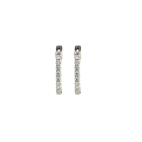 14K White Gold Inside-Out Oval 1.40ctw Diamond Hoop Earrings