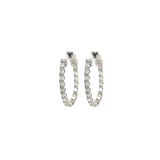 14K White Gold Inside-Out Oval 1.40ctw Diamond Hoop Earrings