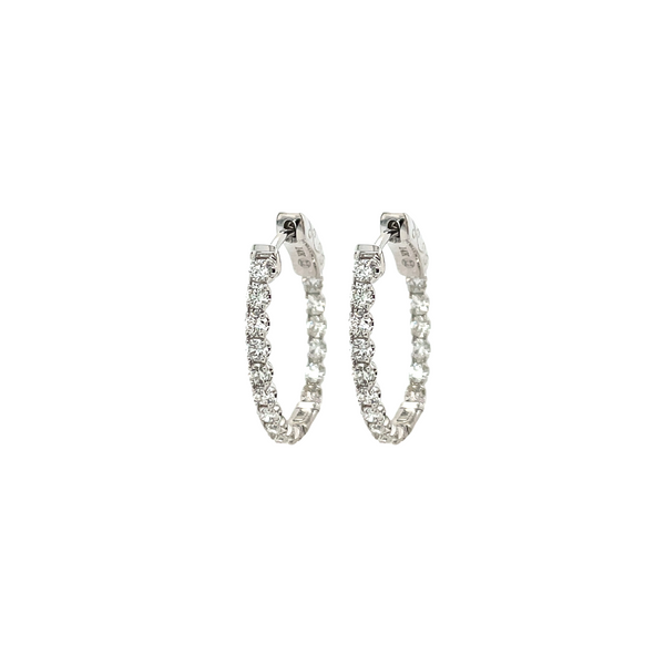 14K White Gold Inside-Out Oval 1.40ctw Diamond Hoop Earrings