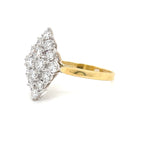 ESTATE 18K Two-tone Navette Shaped Diamond Cluster Ring