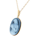 Estate 14K Yellow Gold Woman & Baby Cameo Necklace