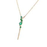 14K Yellow Gold Emerald and Diamond Drop Necklace