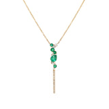 14K Yellow Gold Emerald and Diamond Drop Necklace