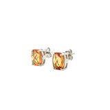 14k White Gold Antique Cushion Cut Citrine Stud Earrings