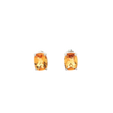 14k White Gold Antique Cushion Cut Citrine Stud Earrings
