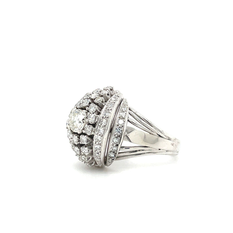 Estate Platinum Diamond Dome Ring