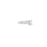 14k White Gold Diamond Emerald Cut and Baguette Engagement Ring