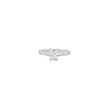 14k White Gold Diamond Emerald Cut and Baguette Engagement Ring