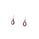 14K White Gold Ruby and Diamond Swirl Post Earrings