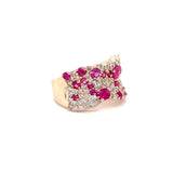 Estate 14k Rose Gold Pink Sapphire & Diamond Scatter Ring