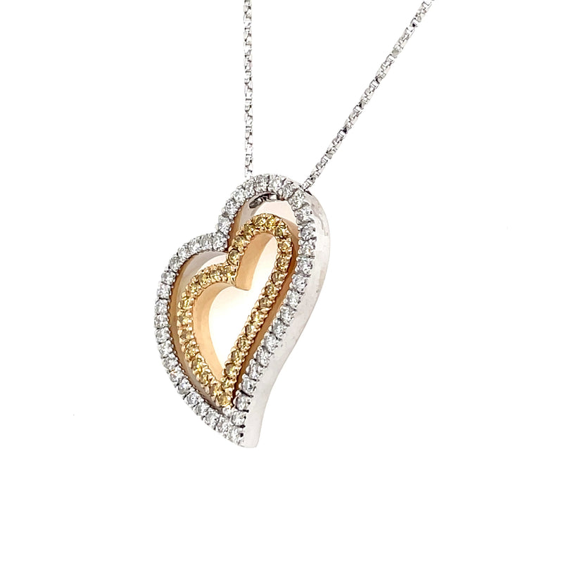 ESTATE 14k TWO-TONE DIAMOND HEART NECKLACE